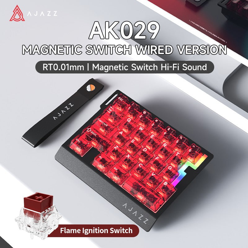 Teclado Gamer de Uma Mão AJAZZ AK029 Com Fio Chave Magnética HE 29 Teclas RGB 8000Hz Mini Teclado Mecânico para Jogadores de E-sports de PC