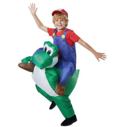 Adult Kids Plumber Costume Dinosaur Inflatable Suit Halloween Cosplay Party Performance Outfit Holiday Dance Parties & Carnival