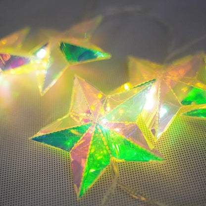 Iridescent 3D Prism Star LED String Lights, Battery Powered Fairy Lights for Indoor Bedroom, Wedding, Window & Home Party Decor