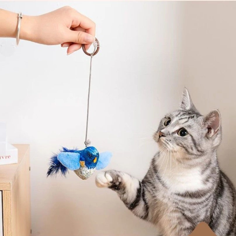 Brinquedo Interativo de Pássaros para Gatos, Brinquedo Sonoro de Gatnip para Perseguir e Provocar, Brinquedo de Gato Suspenso na Parede, Gato se Diverte Sozinho