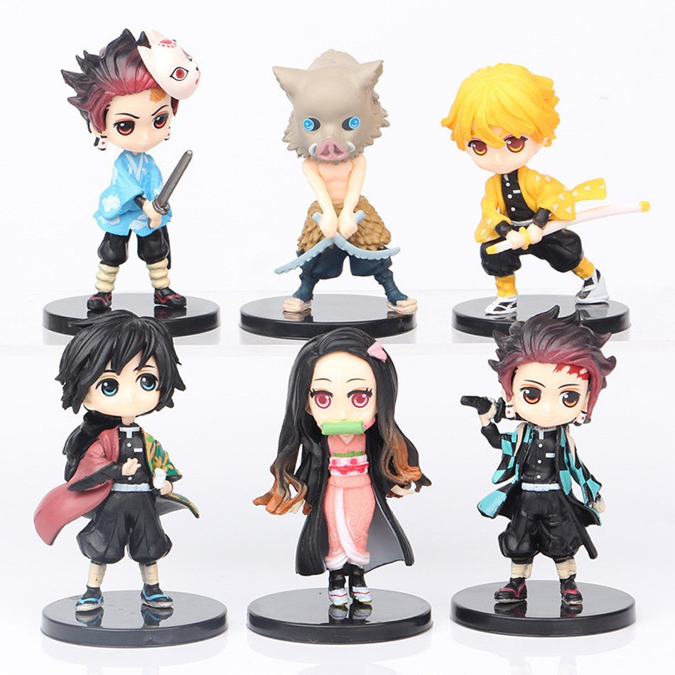 Conjunto 12 Peças Kimetsu No Yaiba Mini Bonecos PVC Q Posket Figura Demon Slayer Decoração de Mesa