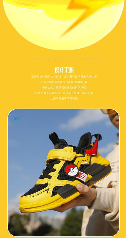 Pokemon Pikachu Children Sports Shoes Spring and autumn Fashion Anime Boy Sneakers Student Breathable Non-slip Running Shoe