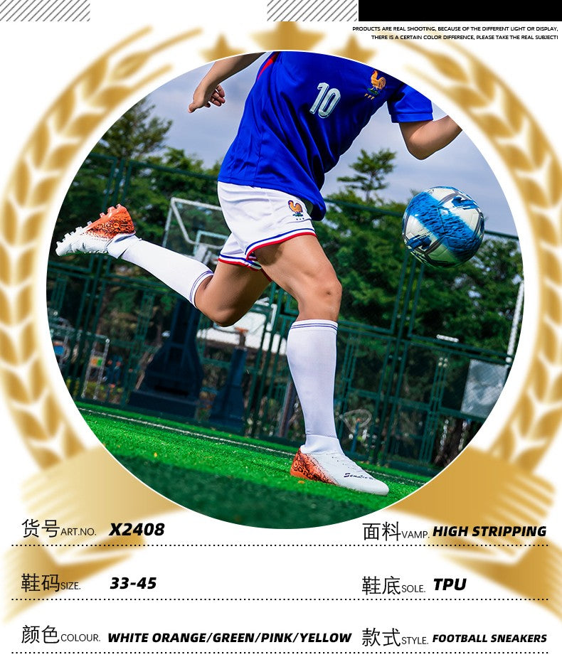 High-top Football Boots, Long Spikes Football Boots, Professional Firm Ground Non-Slipping Training Soccer Cleats for Big Boys