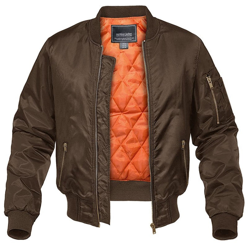 MAGCOMSEN Men's Aviator Jackets Thick Warm Orange Lining Bomber Jackets Fall Winter Casual Windproof Coats