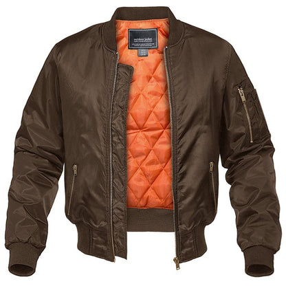 MAGCOMSEN Men's Aviator Jackets Thick Warm Orange Lining Bomber Jackets Fall Winter Casual Windproof Coats