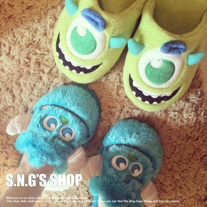 Pantufa de Anime Universidade Monstros Disney Monstros SA Mike Wazowski Sullivan Quente de Inverno Antiderrapante Desenho Animado Sapatos Domésticos
