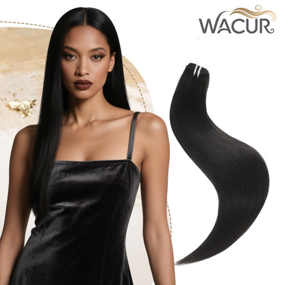 Wacur 12A cabelo liso natural cru trançado 12-30 polegadas preto natural 100% Remy hair extensions para cabelos virgens para mulheres