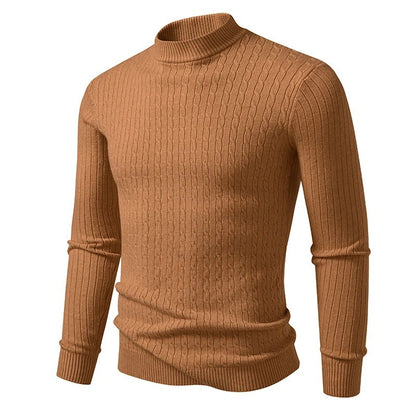 Animal Game Mens Mock Neck Pullover Casual Sweaters Outdoor Woolen Knitwear Twist Casual Sweater Knit Autumn Warm Coats