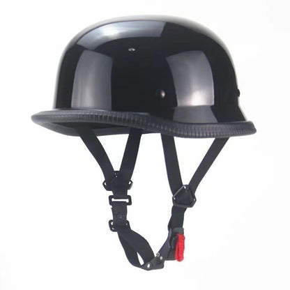 Vintage Motorcycle Cruiser Helmet Half Face German Helmet Motorcycle Helmet Bright Black Car-styling DOT