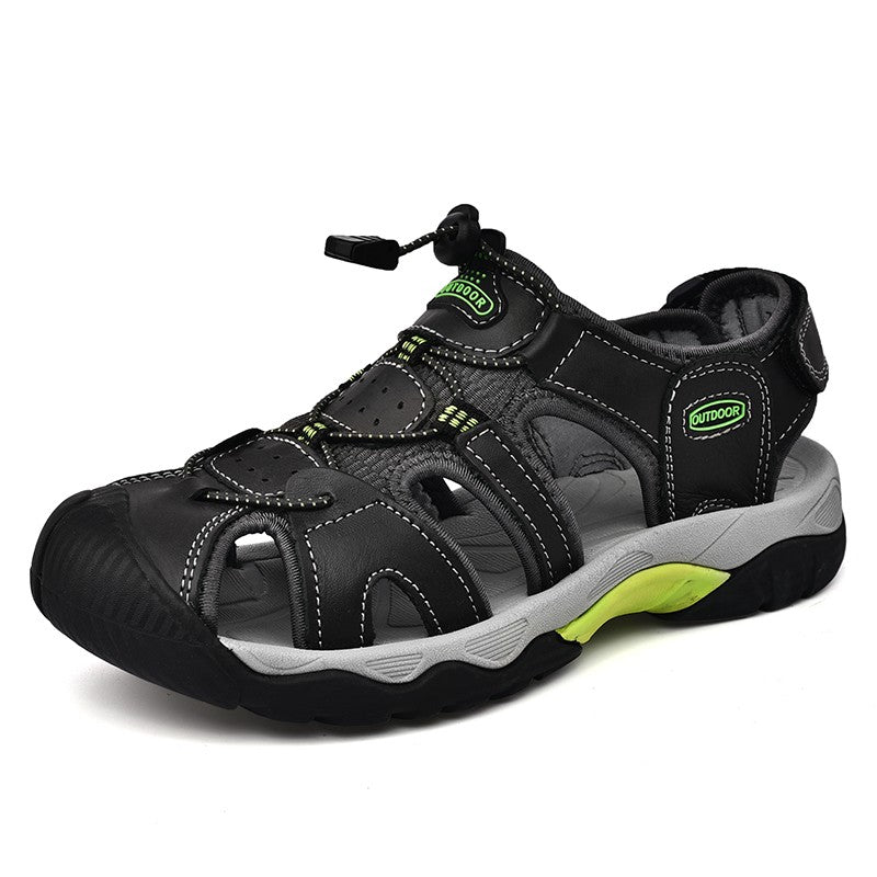 Summer Men's Sandals Classic Genuine Leather Sandals Fashion Outdoor Hiking Shoes Light  Breathable Non-slip Sneakers 38-48