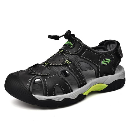 Summer Men's Sandals Classic Genuine Leather Sandals Fashion Outdoor Hiking Shoes Light  Breathable Non-slip Sneakers 38-48