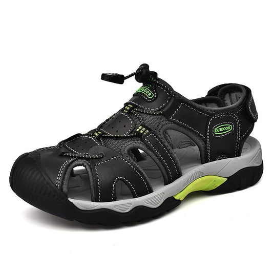 Summer Men's Sandals Classic Genuine Leather Sandals Fashion Outdoor Hiking Shoes Light  Breathable Non-slip Sneakers 38-48