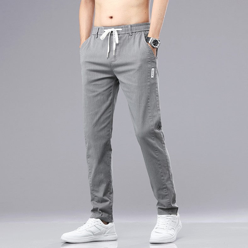 6 Colour Summer Men's Classic  Cotton Solid Color Fashion Business Casual Pants Elastic Waist Korean Fashion Men Clothing 28-38