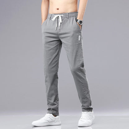 6 Colour Summer Men's Classic  Cotton Solid Color Fashion Business Casual Pants Elastic Waist Korean Fashion Men Clothing 28-38