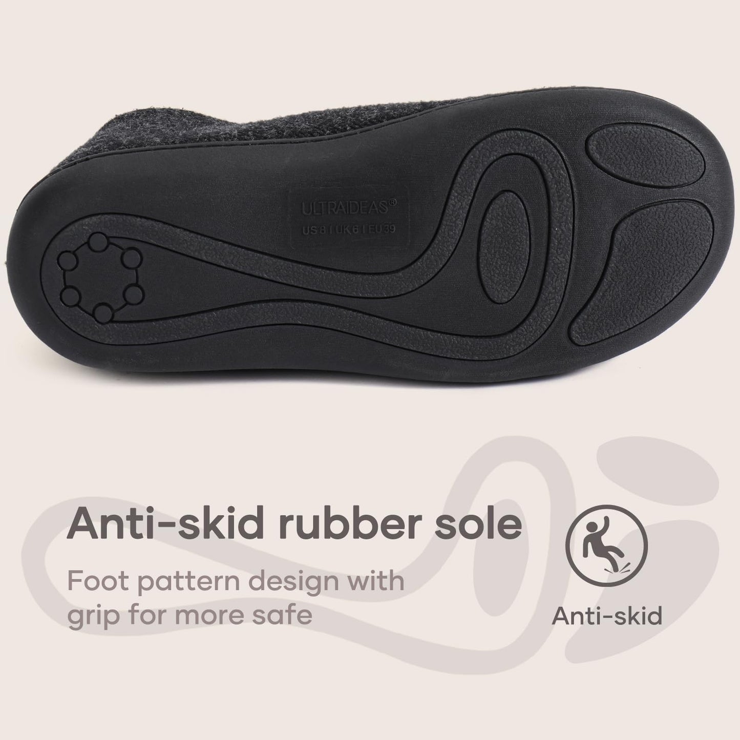 Kidmi Women's Cozy Faux Fleece Slippers Classic Plush Women Shoes Outdoor Closed Non-Slip Rubber Shoes Winter Women House Shoes