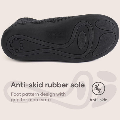 Kidmi Women's Cozy Faux Fleece Slippers Classic Plush Women Shoes Outdoor Closed Non-Slip Rubber Shoes Winter Women House Shoes