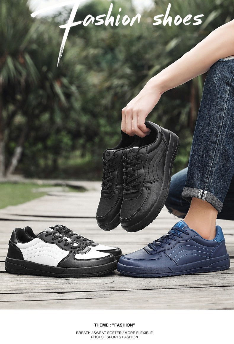 2025 New Mens Casual Shoes Leather Fashion Breathable Sneakers Anti Slip Travel Shoes Lace Up Flats Shoes Comfortable Men Shoes