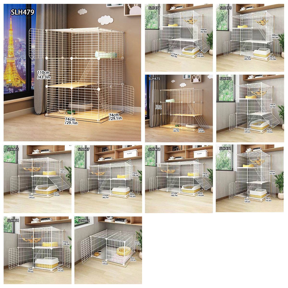Grande Gaiola de Gato para Uso Doméstico, Vila de Gatos Gigante Interna, Estrutura de Escalada para Gatos com Espaço Livre de Várias Camadas, Casa de Gatos Luxuosa, Casa de Gatos