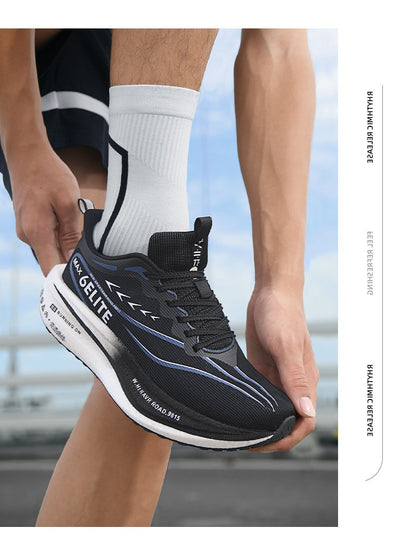 Air Cushion Carbon Plate Running Shoes Jogging Marathon Men Sports Breathable Lightweight Comfortable Nonskid Casual Sneakers