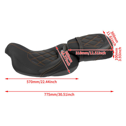 Assento de Motocicleta Duplo Preto Dianteiro Traseiro para Piloto e Passageiro para Harley Touring Road King Street Electra Road Glide 2009-2024