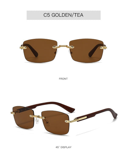 Vintage Frameless Sunglasses for Women Men Rectangle Sun Glasses Female Oval Eyewear Oculos De Sol for Male Female Eyeglasses