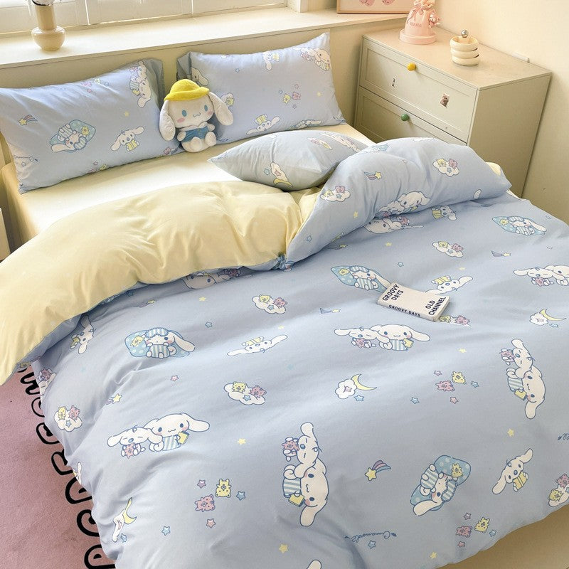 New Sanrio Hello Kitty Bedding Set Cotton Kuromi Melody Bedding Double Pillowcase Bed Linens Girl Dorm Bedclothes Home Textile