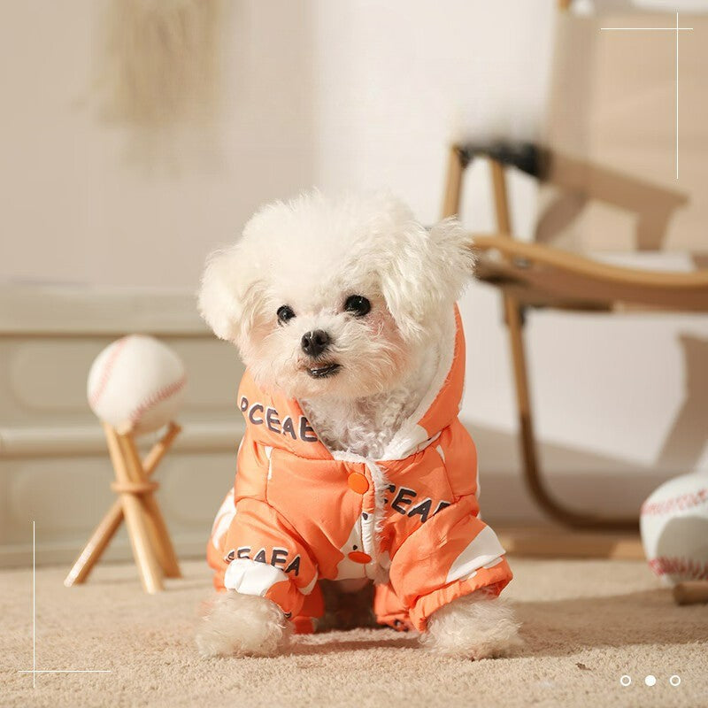 Roupa de algodão para cães de outono e inverno, à prova de respingos, quente, de quatro patas, para filhotes, roupa impermeável para animais de estimação, Teddy Puppy