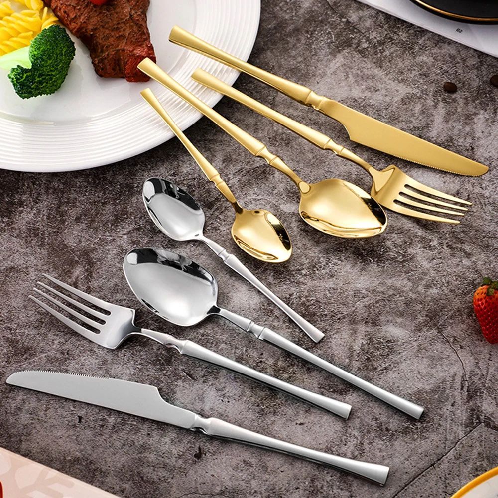 Conjuntos de talheres de Natal 24 peças, aço inoxidável, faqueiro de jantar, faca, garfo, colher de chá, louça de luxo para cozinha, caixa de presente