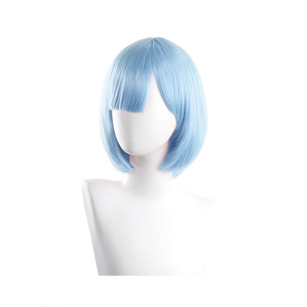 High-Quality Anime Ram Rem Cosplay Synthetic Hair 12-Inch Blue And Pink Short Halloween Daily Party Heat-Resistant Wig Natural