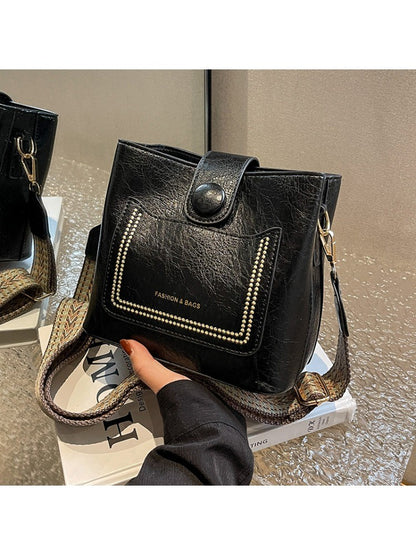 PU Shoulder Bag Multi-pocket Design Zipper and Buckle Opening Design Fashionable Versatile Messenger Bag