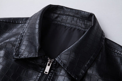 New Fashion Men's Spring Autumn Lapel Casual Pu Leather Loose Motorcycle Jacket