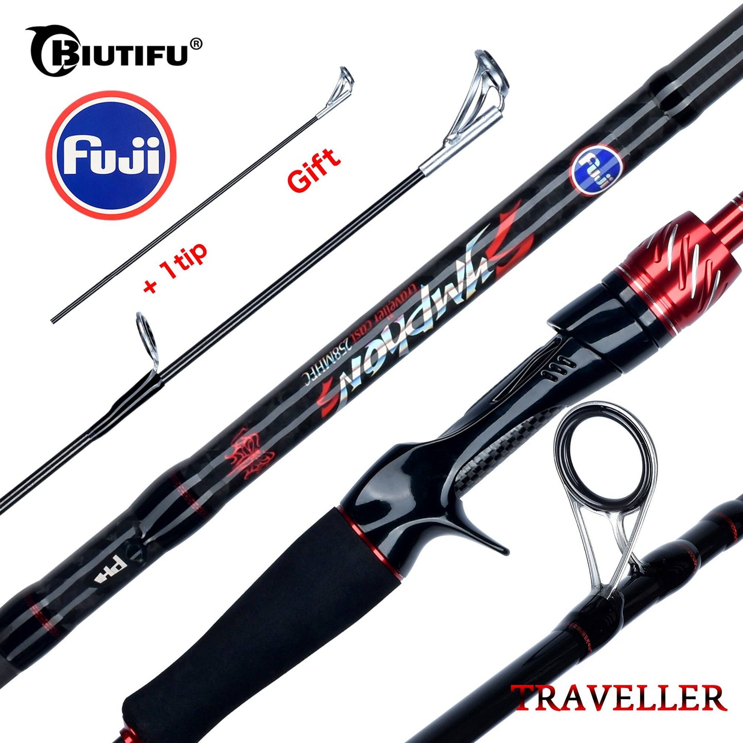 BIUTIFU Vara de Pesca Giratória e de Arremesso Fuji Lure Mini Rock 1.8/2.1/2.4/2.7/3.0m Carbon Baitcasting PHISHGER Rápida 5-42g