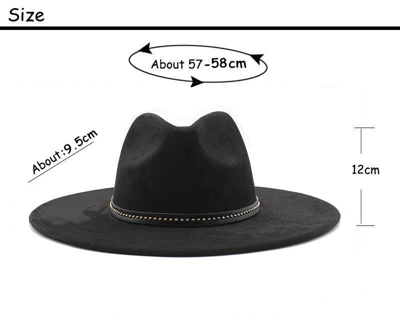 Suede Jazz Fedora Hats for Women Men 9.5cm Large Brim Woolen British French Felt Cap Ladies Elegant Fashion Knight Top Hat
