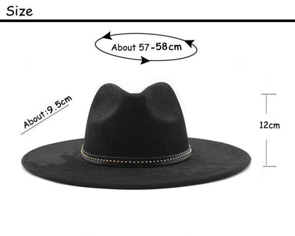Suede Jazz Fedora Hats for Women Men 9.5cm Large Brim Woolen British French Felt Cap Ladies Elegant Fashion Knight Top Hat