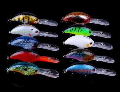 HENGJIA 13G 9CM Iscas de Pesca Rock Crank Bait Crankbait Minnow Baixo Anzóis Triplos Isca Dura Wobbler Língua Longa e Grande
