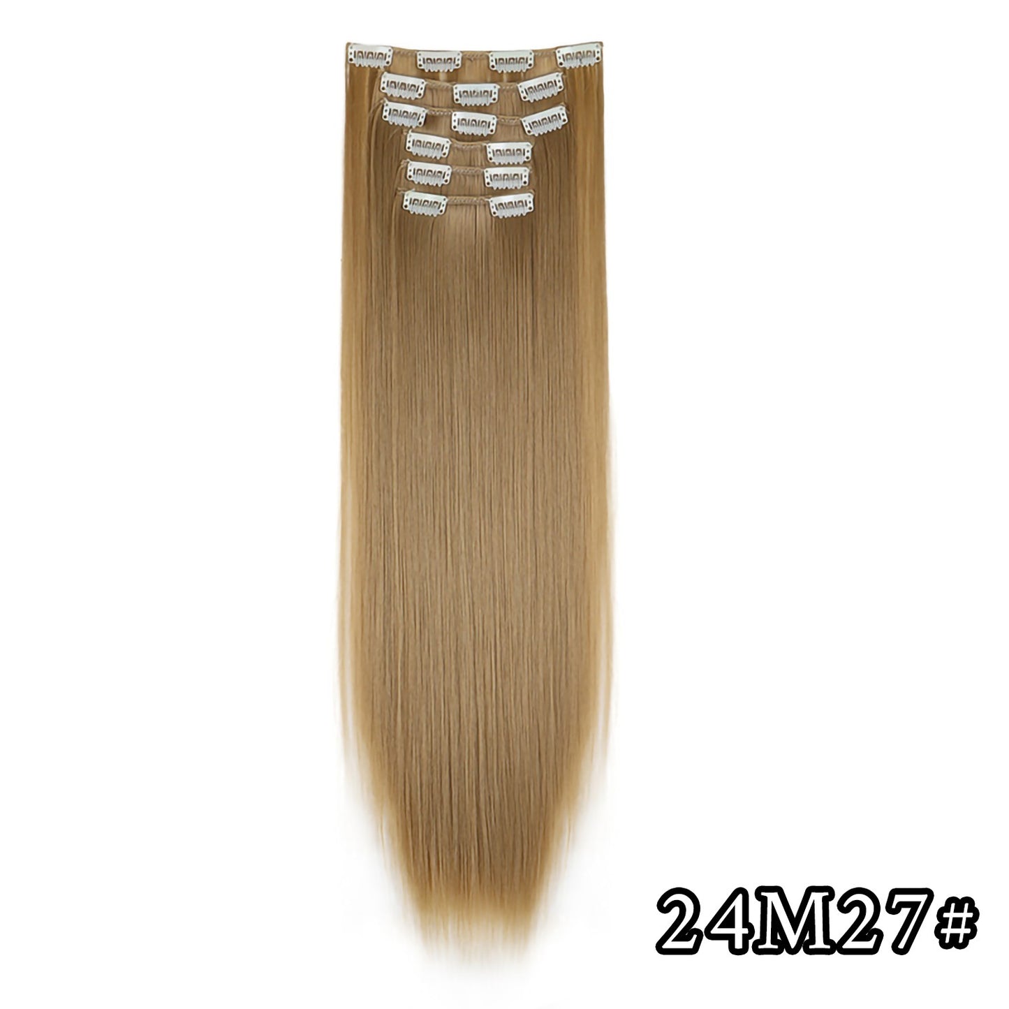 Apliques de Cabelo Natural de 24 Polegadas Cabelo Sintético para Mulheres Kit de Fios de Cabelo 16 Tic-Tacs em 6 Peças Apliques Mechas de Cabelo