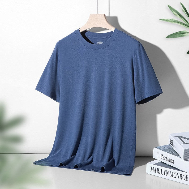 94% Modal 6% Spandex Summer Short Sleeve T-shirt Men Crew Neck Solid Color Casual Underwear Brand High Quality Mens Clothing New
