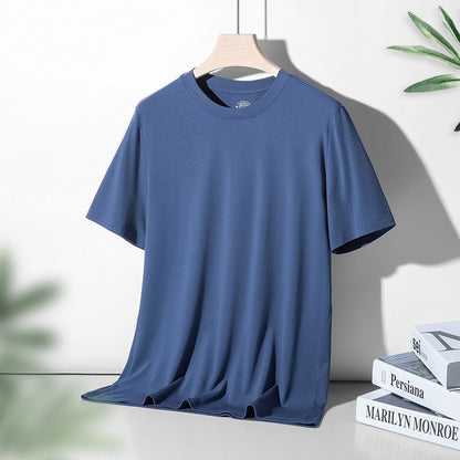 94% Modal 6% Spandex Summer Short Sleeve T-shirt Men Crew Neck Solid Color Casual Underwear Brand High Quality Mens Clothing New