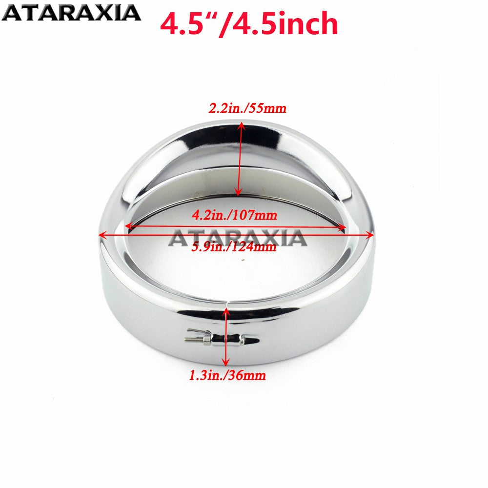 5.75" 4.5" 7inch Farol de neblina para motocicleta, viseira, moldura do farol, anel de acabamento, capa de farol de LED para Harley Softail Fat Boy