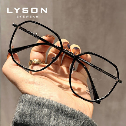 LYSON New Fashion Large Polygonal Women Reading Glasses Anti Blue Light Progressive Prescription Glasses Myopia Optical Eyewear