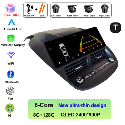 Android 14 Para Ford Kuga 2013-2018 Carplay Sem Fio Tela Multimídia Touch Screen Android Auto Unidade Central Navegação GPS BT DVR