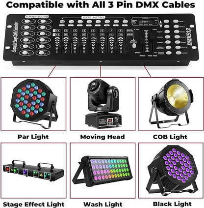 U`King DMX 512 Controller 192 Channel DMX Console Stage Light Console For Party DJ Disco Lights Show Night Club