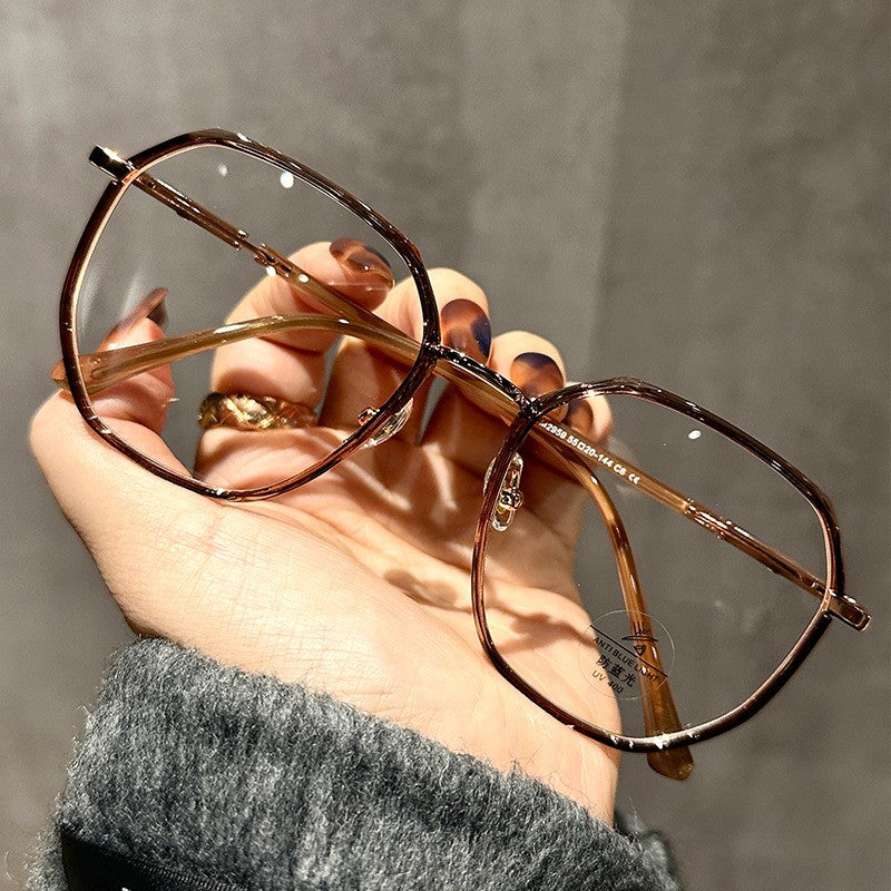 LYSON New Fashion Large Polygonal Women Reading Glasses Anti Blue Light Progressive Prescription Glasses Myopia Optical Eyewear