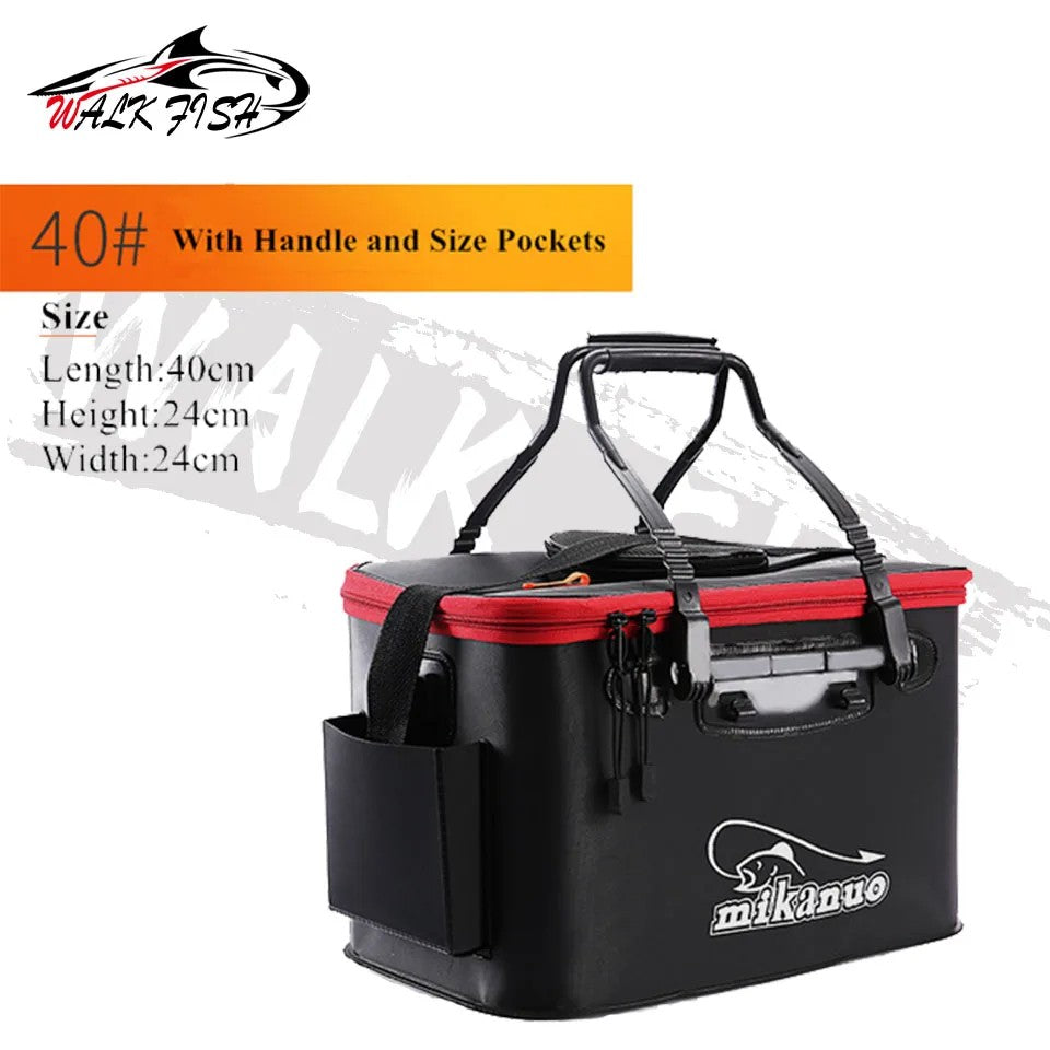 WALK FISH Bolsa de Pesca Espessa Dobrável de EVA Balde de Pesca Portátil Caixa de Peixe Vivo Armazenamento ao Ar Livre Bolsa Impermeável para Acampamento e Caminhada