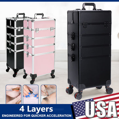 Cosmetic Case Rolling Luggage Makeup Train Trolley Large Capacity Suitcase with Lock Swivel Wheels For Salon Barber Manicurist
