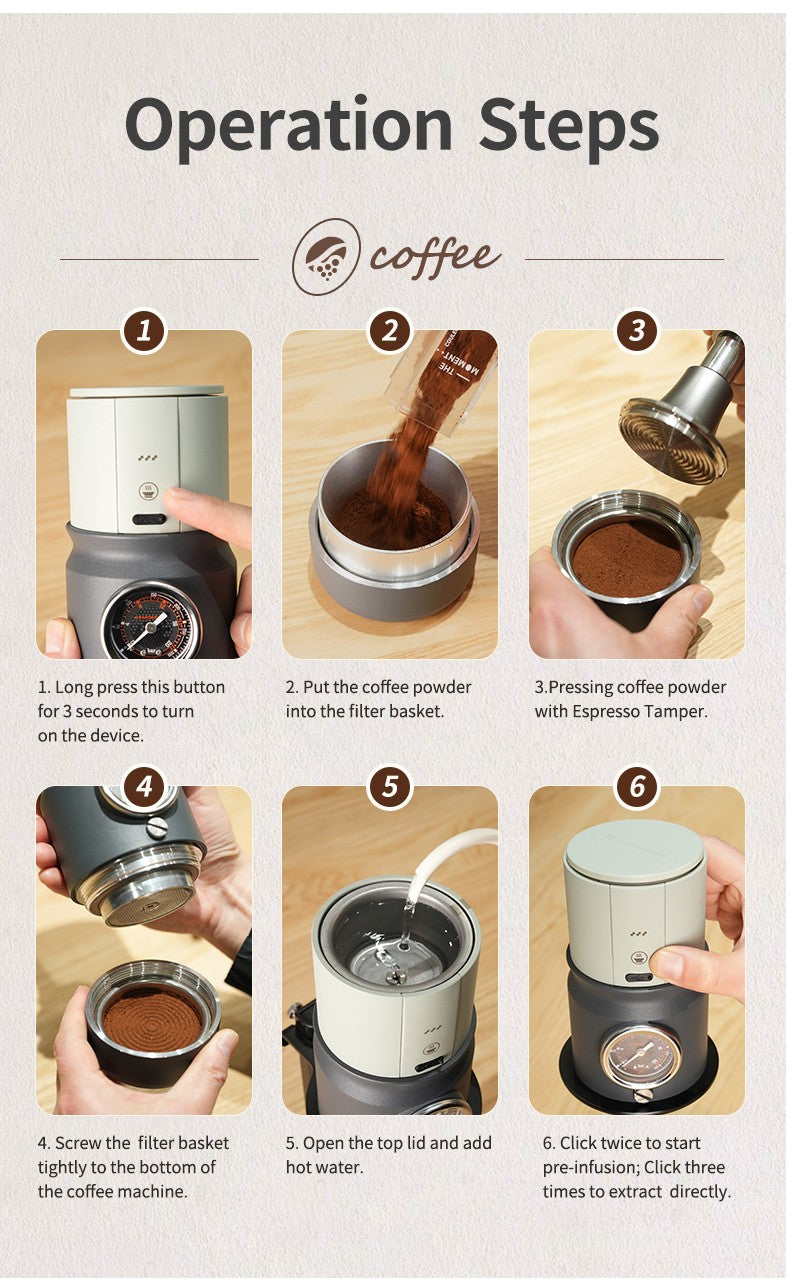 Cafeteira Expresso Elétrica Portátil STARSEEKER Super58 Máquina de Café de Viagem para Camping com Suporte para Tamper USB-C