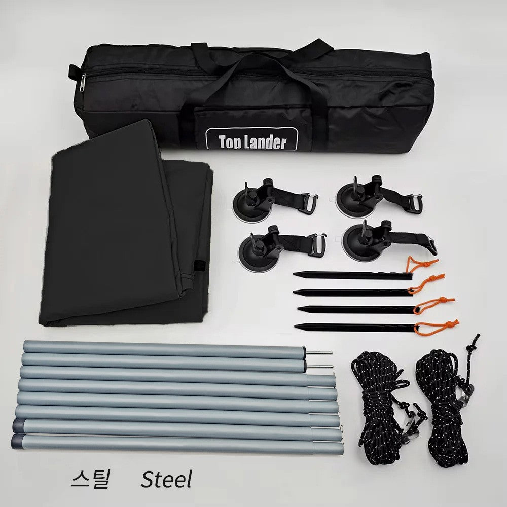 Manta Ray Car Side Awning Black Coating Tarp with Suction Cup Anchor Outdoor Camping Tourist SUV Tent Shade Waterproof Anti UV