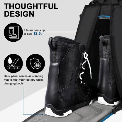 Large Capacity Ski Boot Bag for Men Women 50L Ski Travel Backpack Waterproof Skiing Boot Backpack for Snowboard Gear Accessories