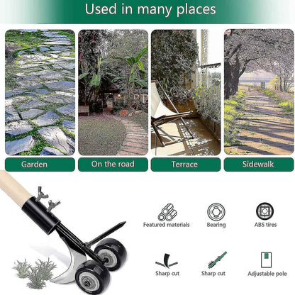 1pcs Stand-Up Manual Weed Puller with Wheels, Weed Hook, Roller Crack Weeder for Gardens, Lawns, Sidewalks, Driveways