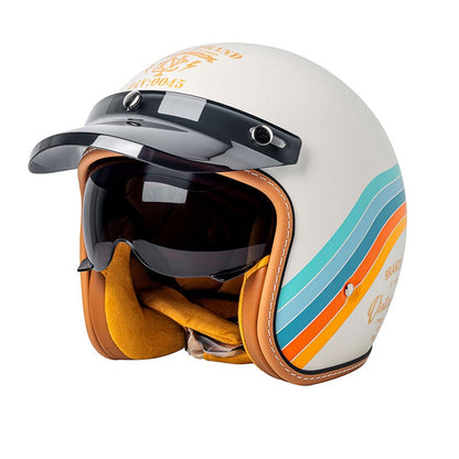 Capacete Aberto de Moto Para Homens E Mulheres Viseira Solar de Lente Dupla Proteção Facial Top Leve Scooter Bicicleta Capacete Retrô 3/4